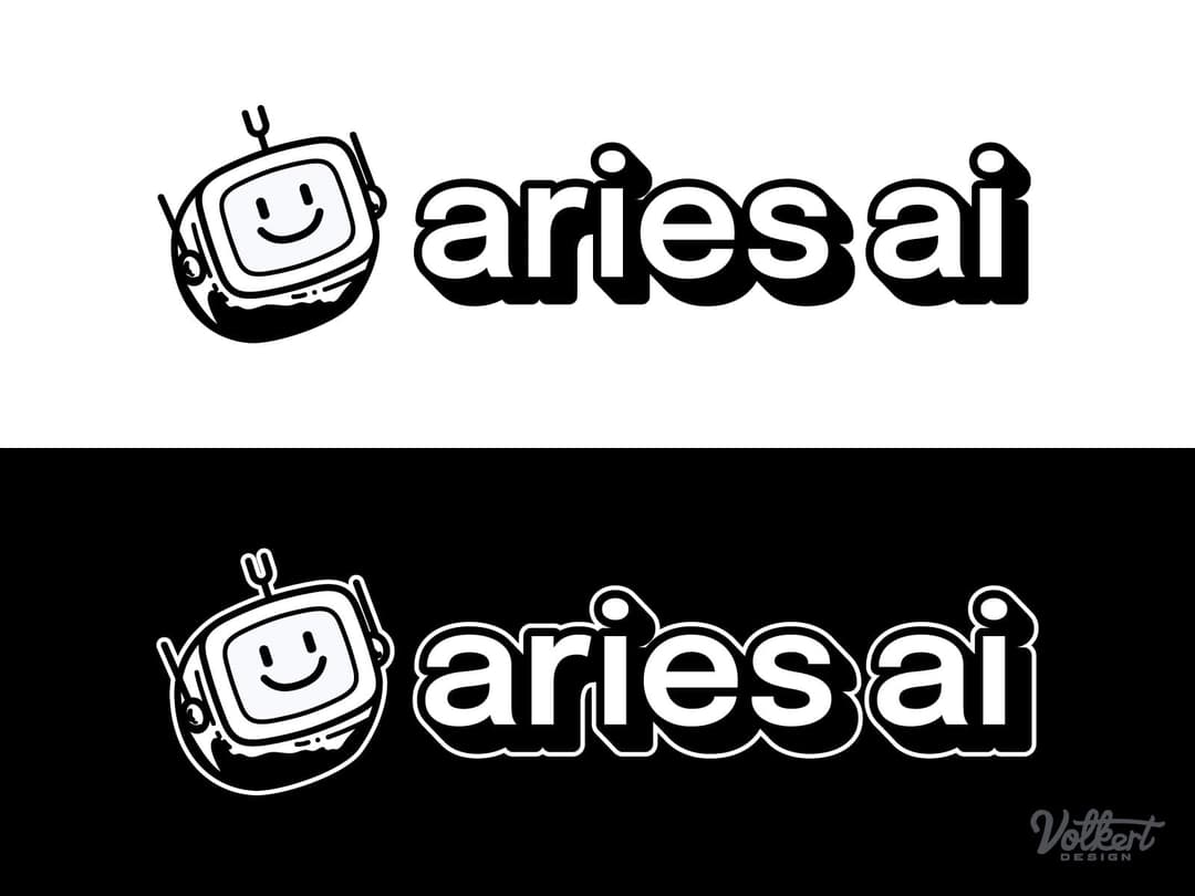 Aries AI logo in black and white for tees and screen printing.