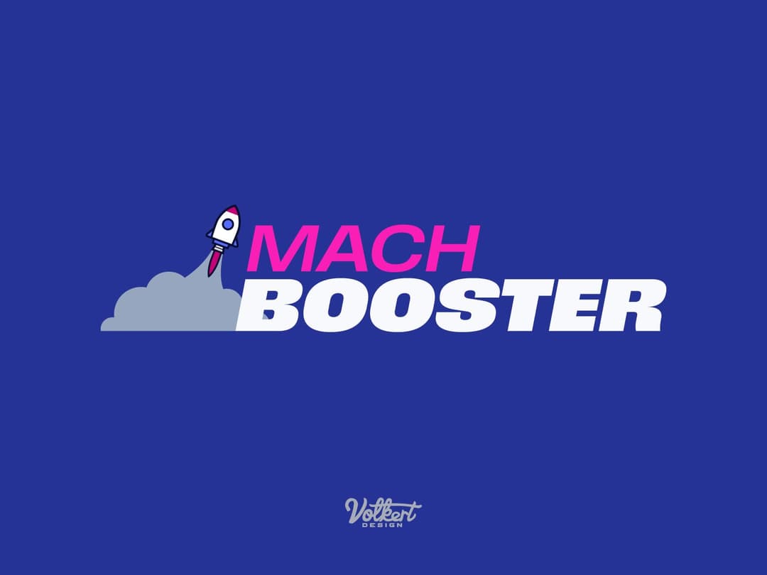 Primary Mach Booster logo for Aries Solutions with the text locked up with a rocket to the left of the text on a dark background.
