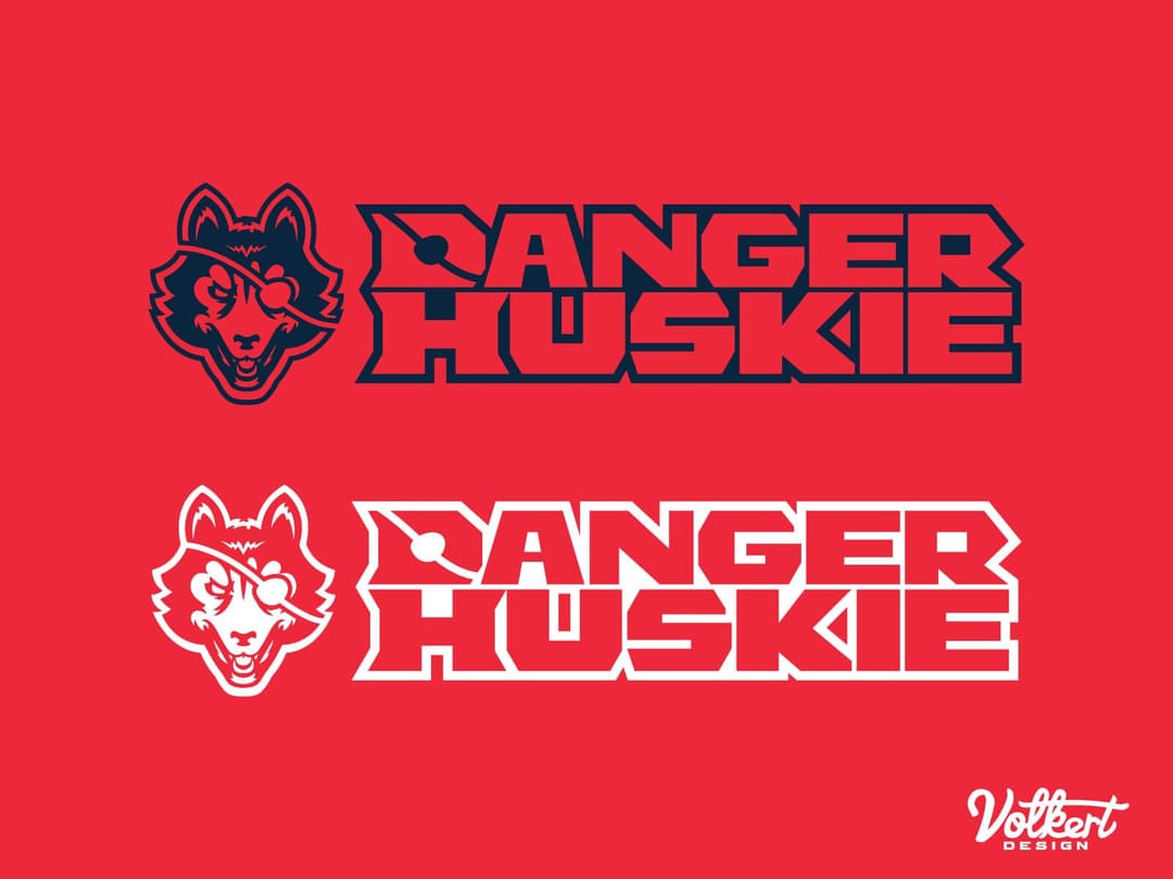 DangerHuskie huskie head and text lockups for single color logos.