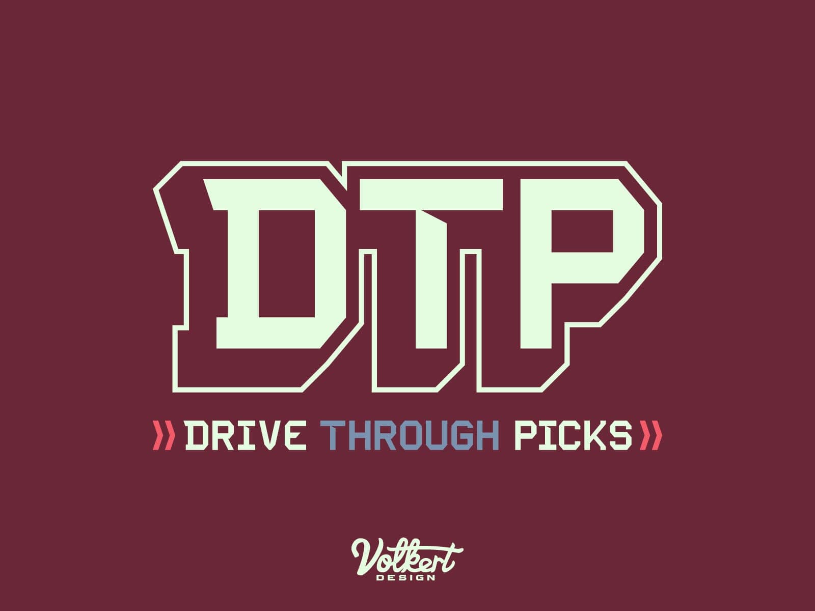 Primary Drive Through Picks text and acronym brand mark on a maroon background.