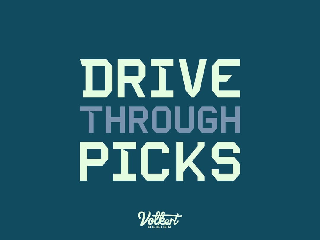 Alternate stacked type logo on a light green on a solid seagreen background.