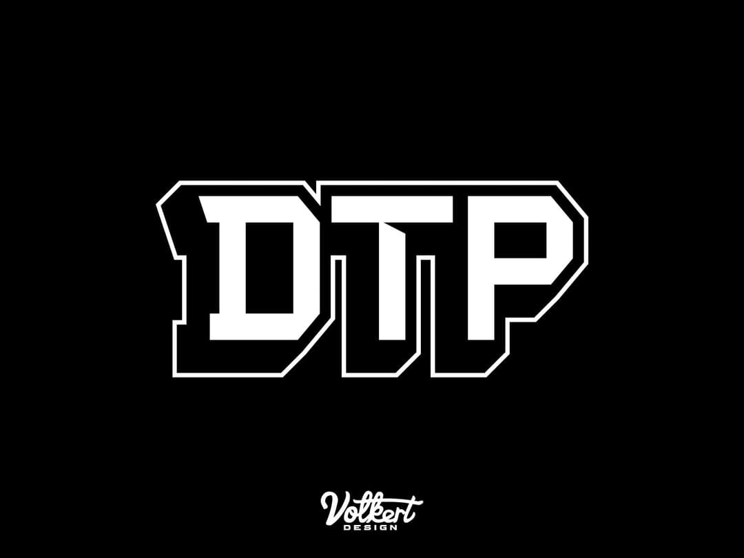 DTP acronym logo with stylized text and outline for Drive Thru Picks.