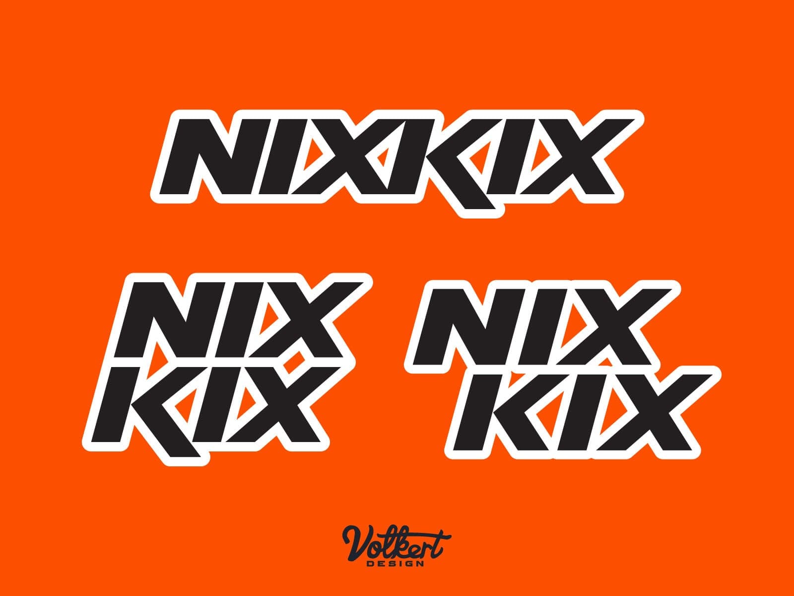NIXKIX primary logo with different lockups for inline and stacked options on a solid orange background.