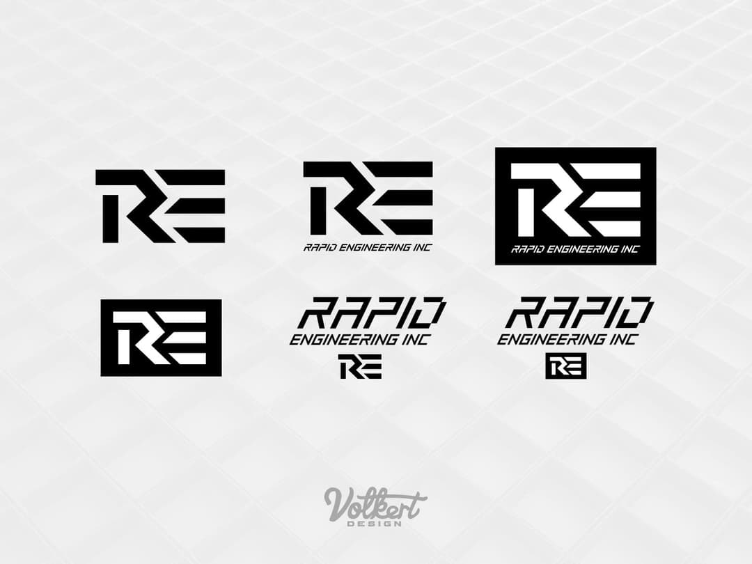 Rapid Engineering primary logo lockups in black text on a white background.