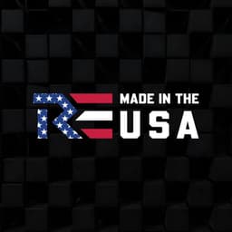 Rapid Engineering red, white and blue made in the USA logo on a black background.