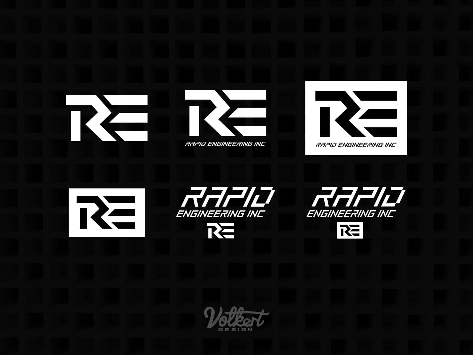 Rapid Engineering primary logo lockups in white text on a black background.