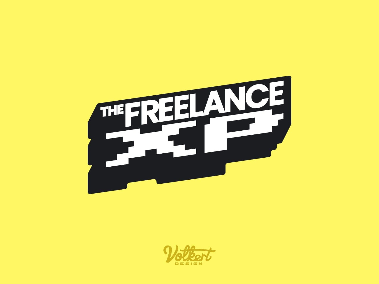 Freelance XP primary logo on a bright yellow background.