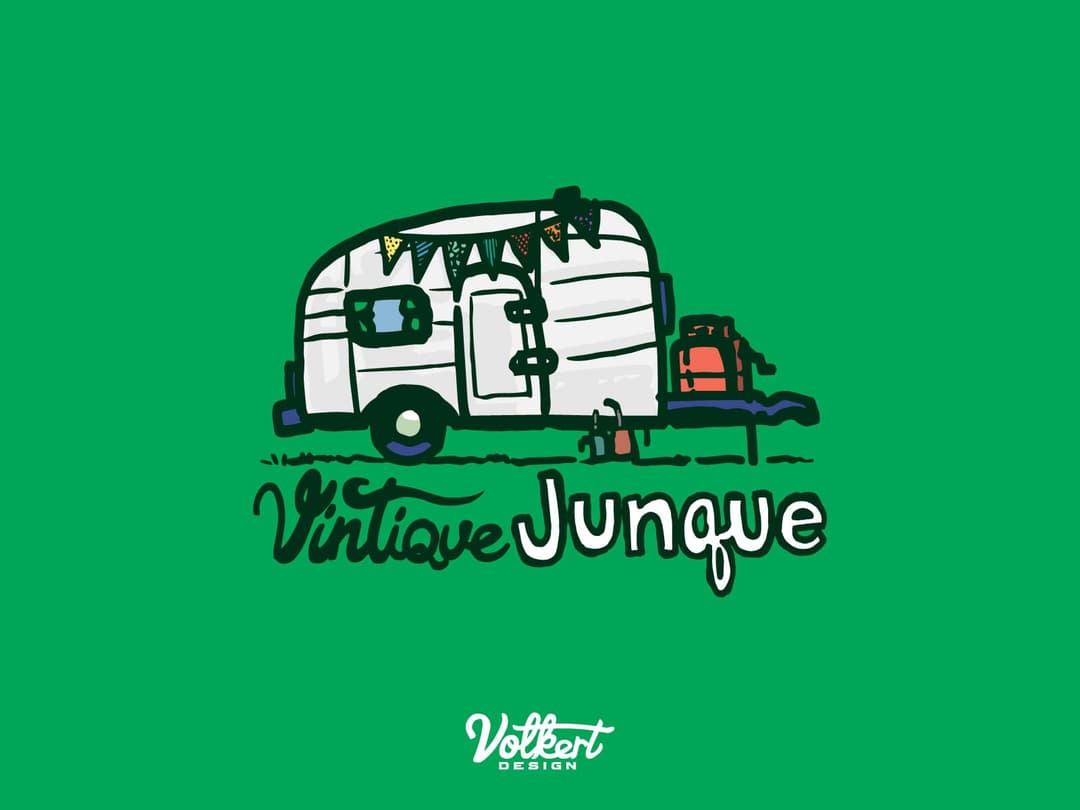 Vintique Junque logo with an stacked grouping with inline text alternate.