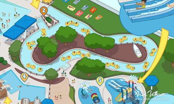 Detail of the lazy river from Mystic Waters map