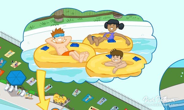 Detail of kids enjoying the lazy river from Mystic Waters