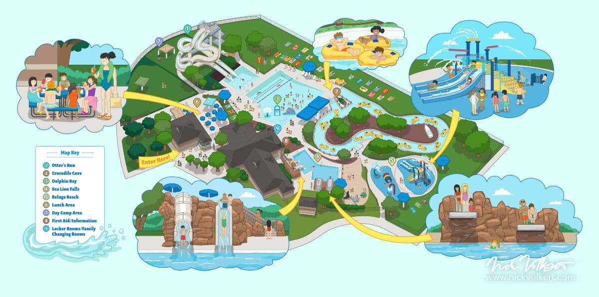 Full vector map of Mystic Waters water park.