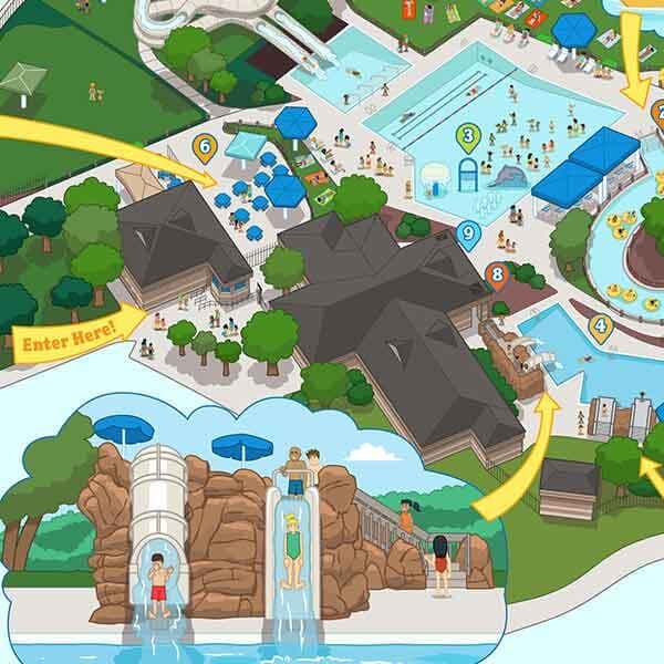 Full vector map of Mystic Waters water park.