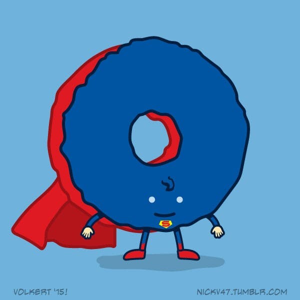 A donut dressed as a DC caped hero.