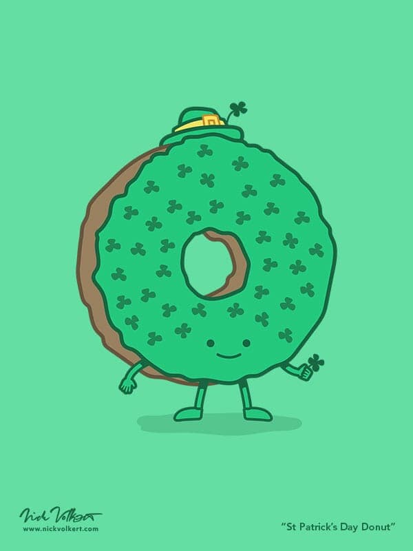 A donut dressed for St Patrick's Day.