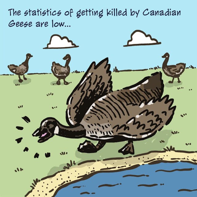 Canadian geese aren't very likely to kill you, but they just may be able to, as this Monday comic suggests.