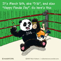 A panda gives the stunner to a random dude.