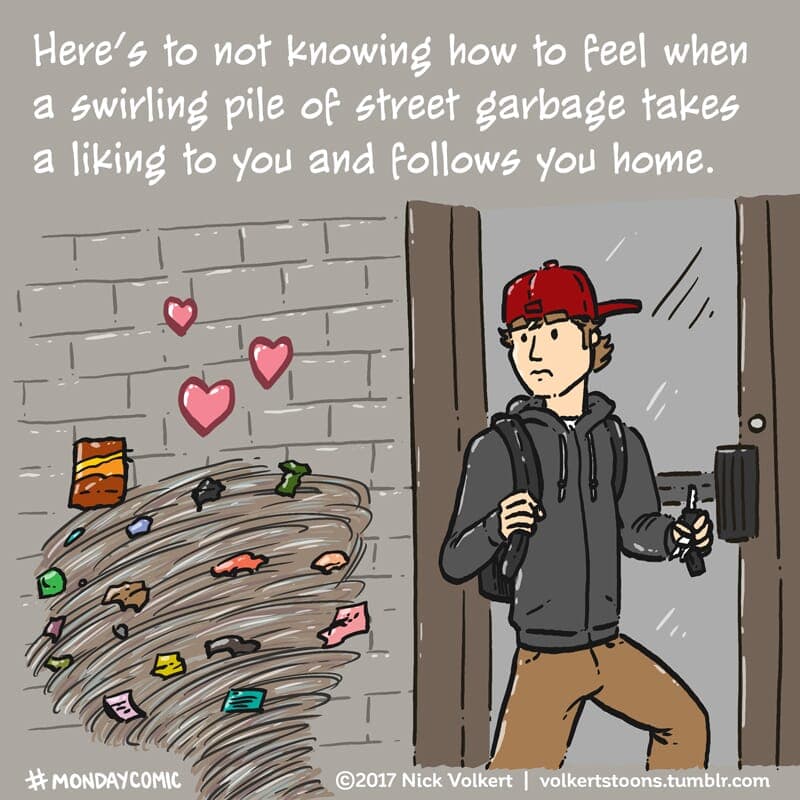 A cyclone of garbage follows a man to his apartment. - Part 1