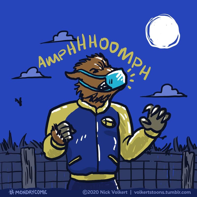A werewolf howls at the moon while wearing a mask. - Part 2
