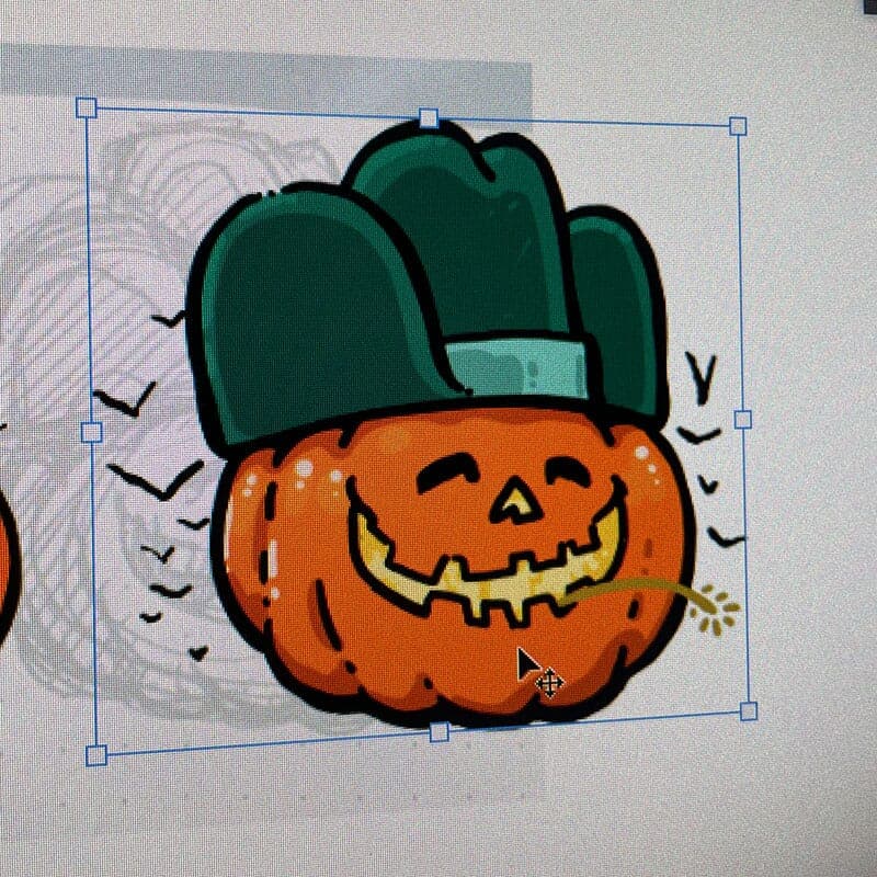 Sketch of progress of a new cowboy jack o lantern series for DangerHuskie