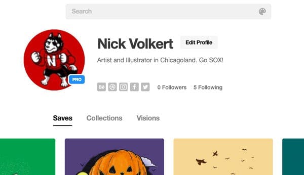 Snapshot of profile of Nick Volkert on designspiration