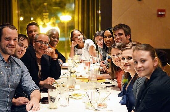 Select group of artists dining at the redbubble meet up in Chicago