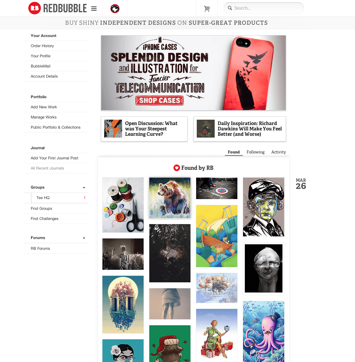 My Logstache illustration featured on redbubble.com