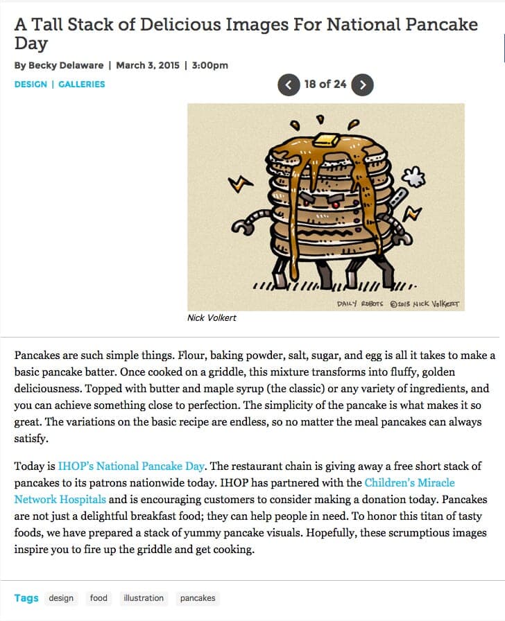 My illustration Pancake Bot featured on Paste Magazine