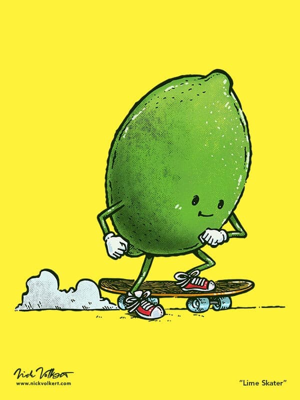 A little lime breaks away on a skateboard to get in a Summer ride!