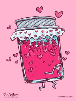 A sweet jar of jam filled with love hops along to spread some love all over Valentine's Day!