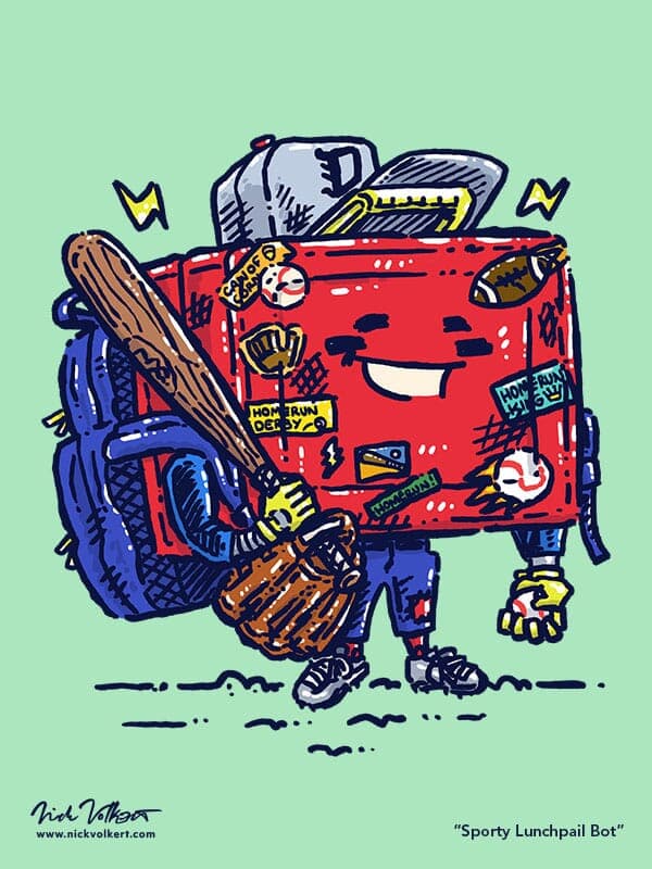A jolly little lunchpail is happy to get back to playing little league baseball while being excited for a new school year and junior tackle football!