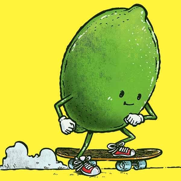 A little lime breaks away on a skateboard to get in a Summer ride!