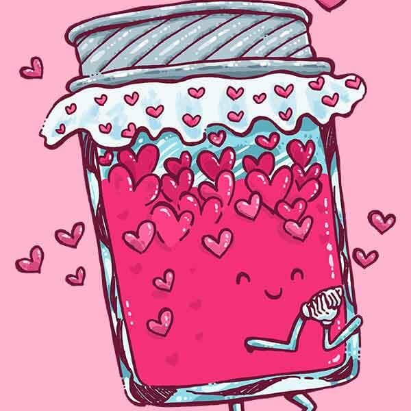 A sweet jar of jam filled with love hops along to spread some love all over Valentine's Day!