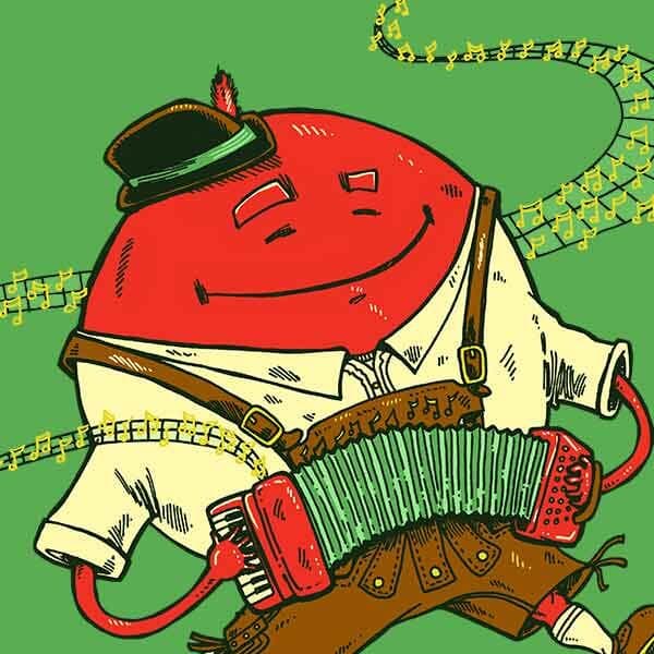 A large red dot playing polka music to the dismay of the woodland creatures.