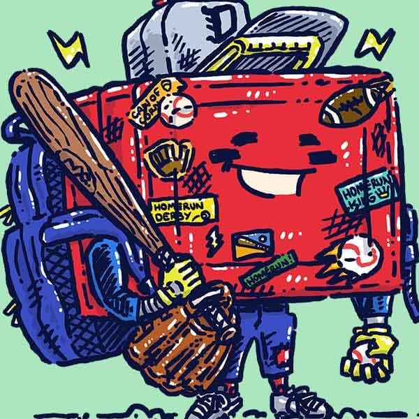 A jolly little lunchpail is happy to get back to playing little league baseball while being excited for a new school year and junior tackle football!