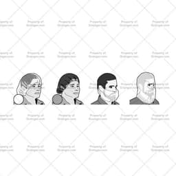 A selection of line art drawings in grayscale of beard and hair nets as a search and browse graphic for Grainger.