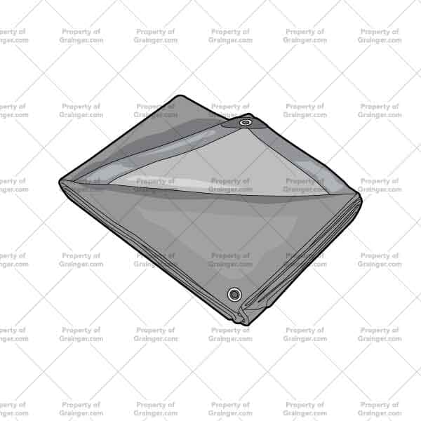 A selection of a technical line art drawings of a singular tarp in grayscale for search and browse graphic for Grainger dot com.
