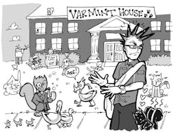 Our writer tries to avoid any involvement with the Frat house varmints, when passing by their house.
